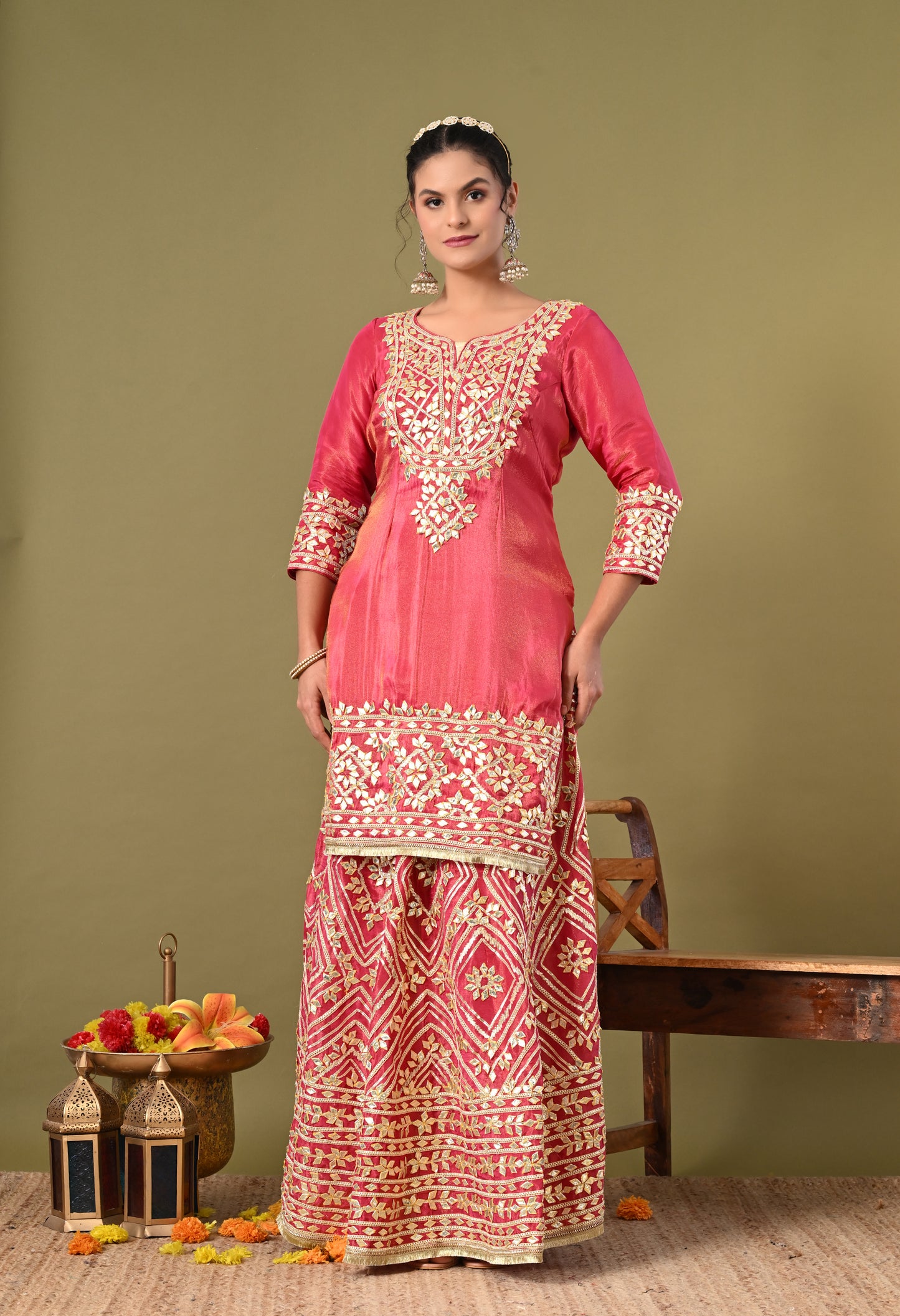 Dreamy Pink Lehenga Set with Gotta Work