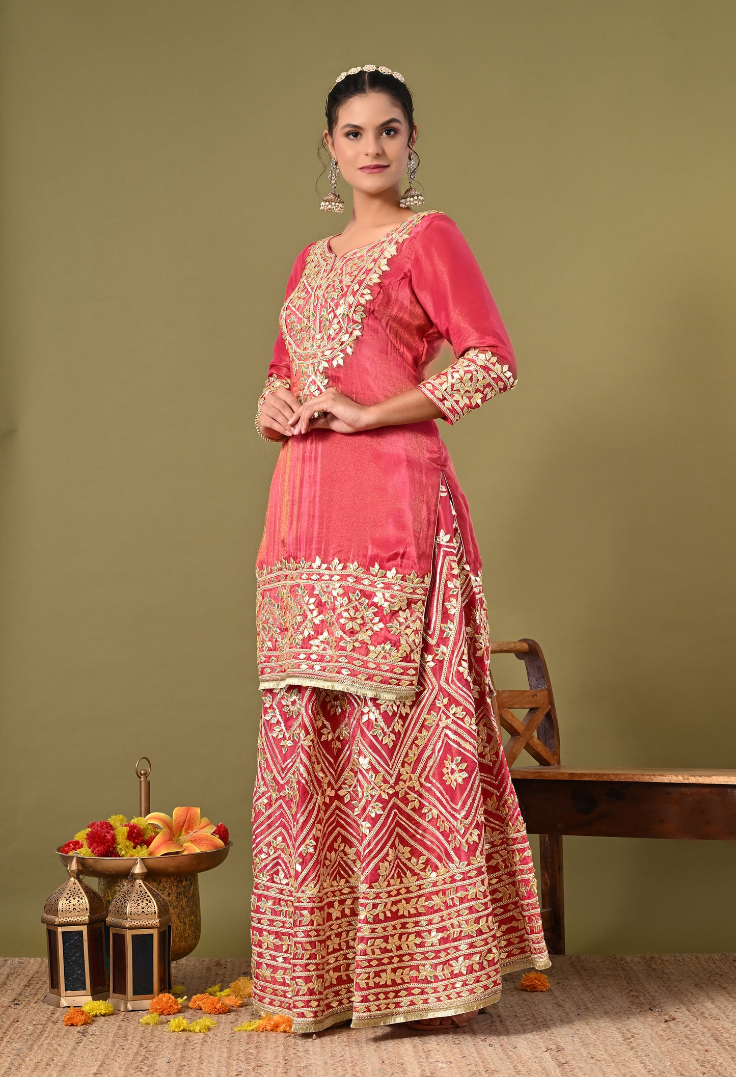 Dreamy Pink Lehenga Set with Gotta Work