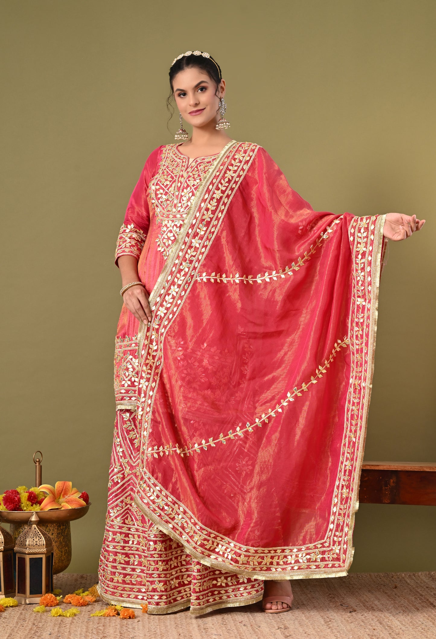 Dreamy Pink Lehenga Set with Gotta Work