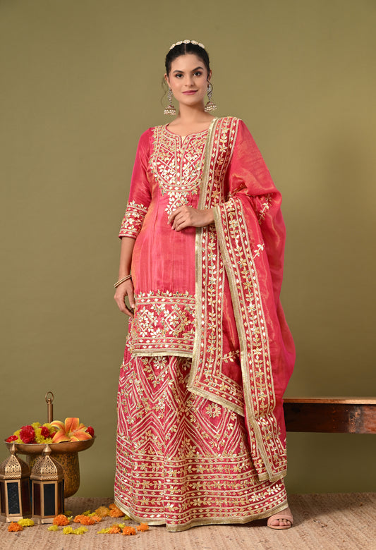 Dreamy Pink Lehenga Set with Gotta Work