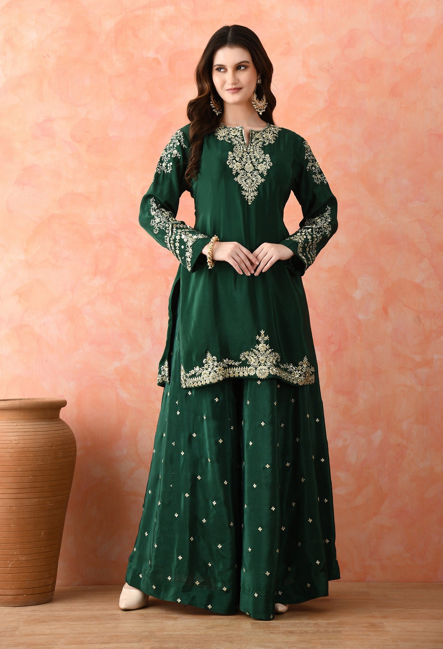 Green Zardozi Sharara Set with Dupatta