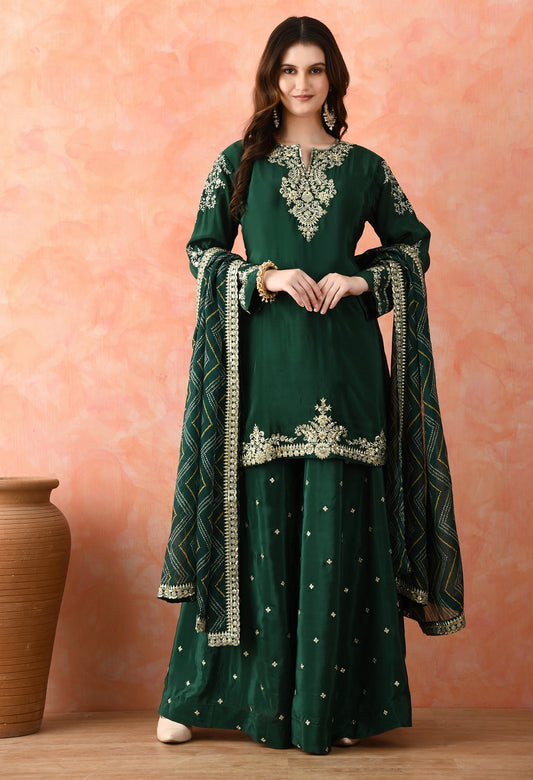 Green Zardozi Sharara Set with Dupatta