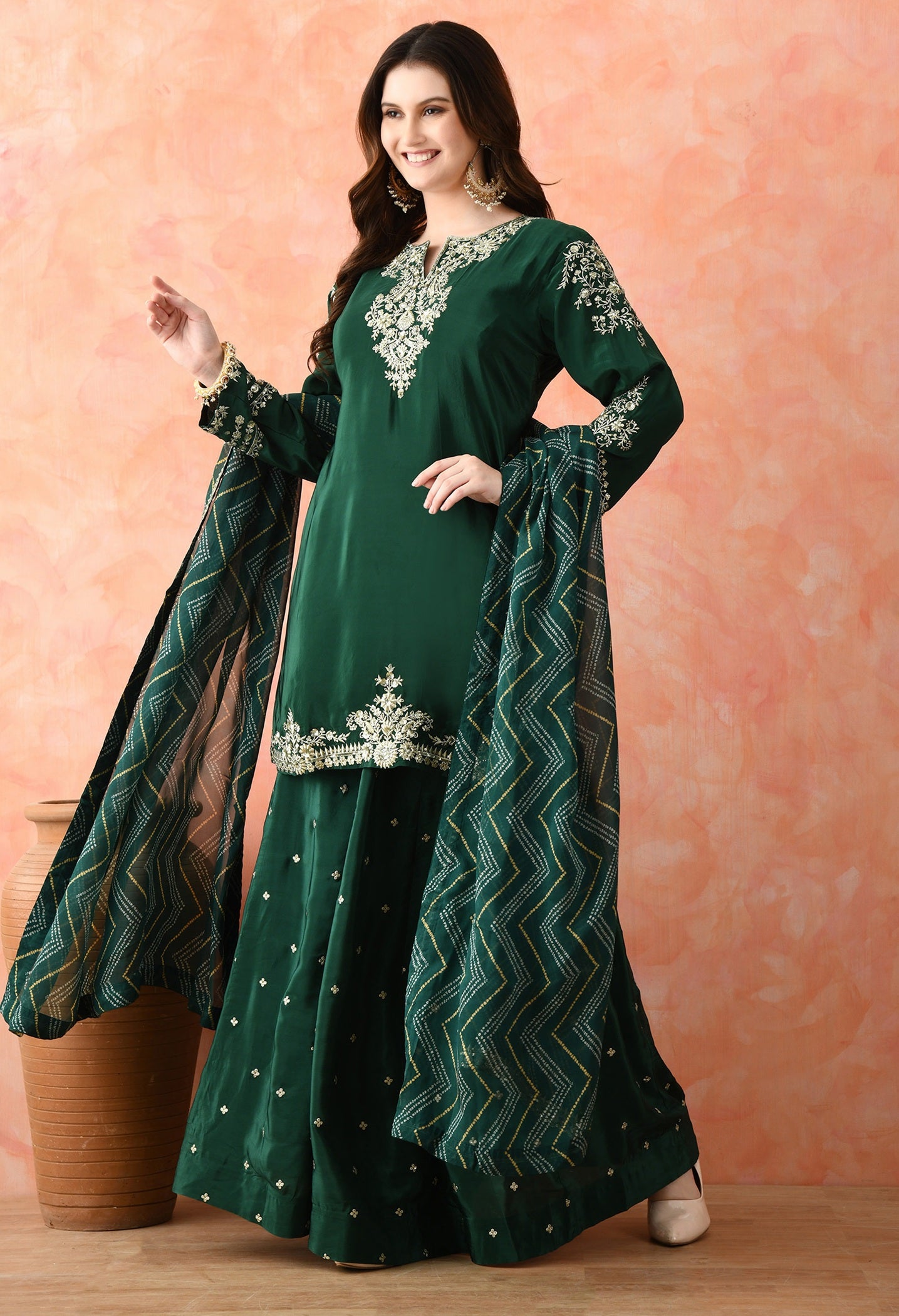 Green Zardozi Sharara Set with Dupatta