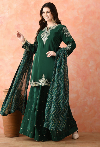 Green Zardozi Sharara Set with Dupatta