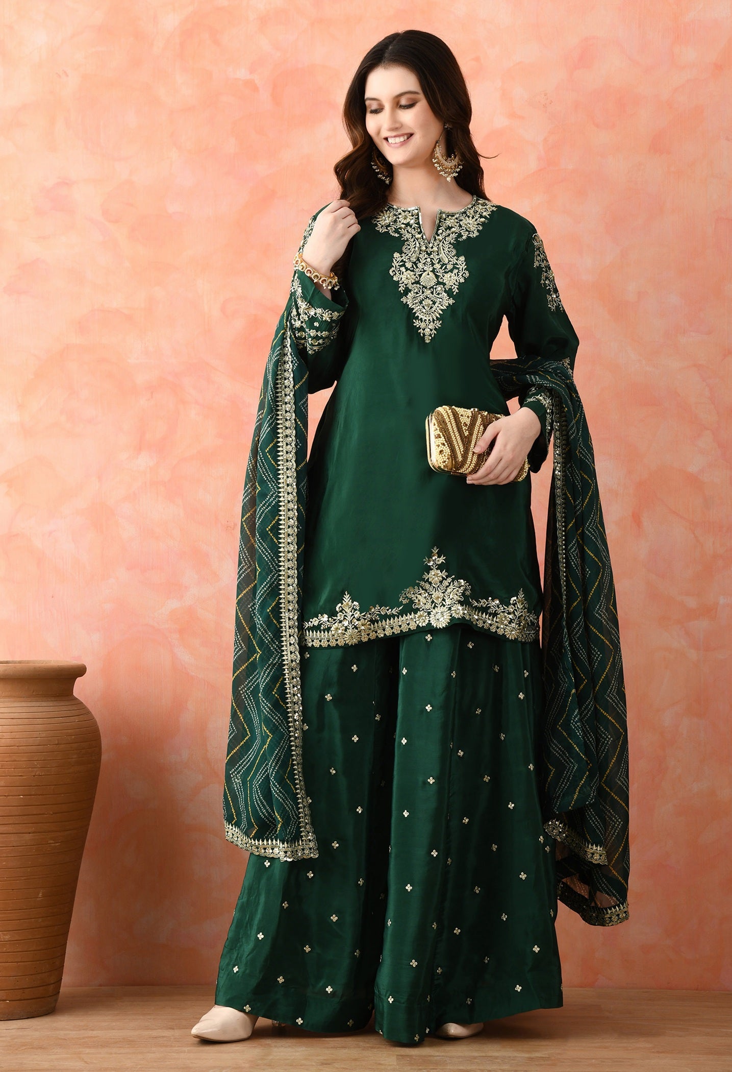 Green Zardozi Sharara Set with Dupatta