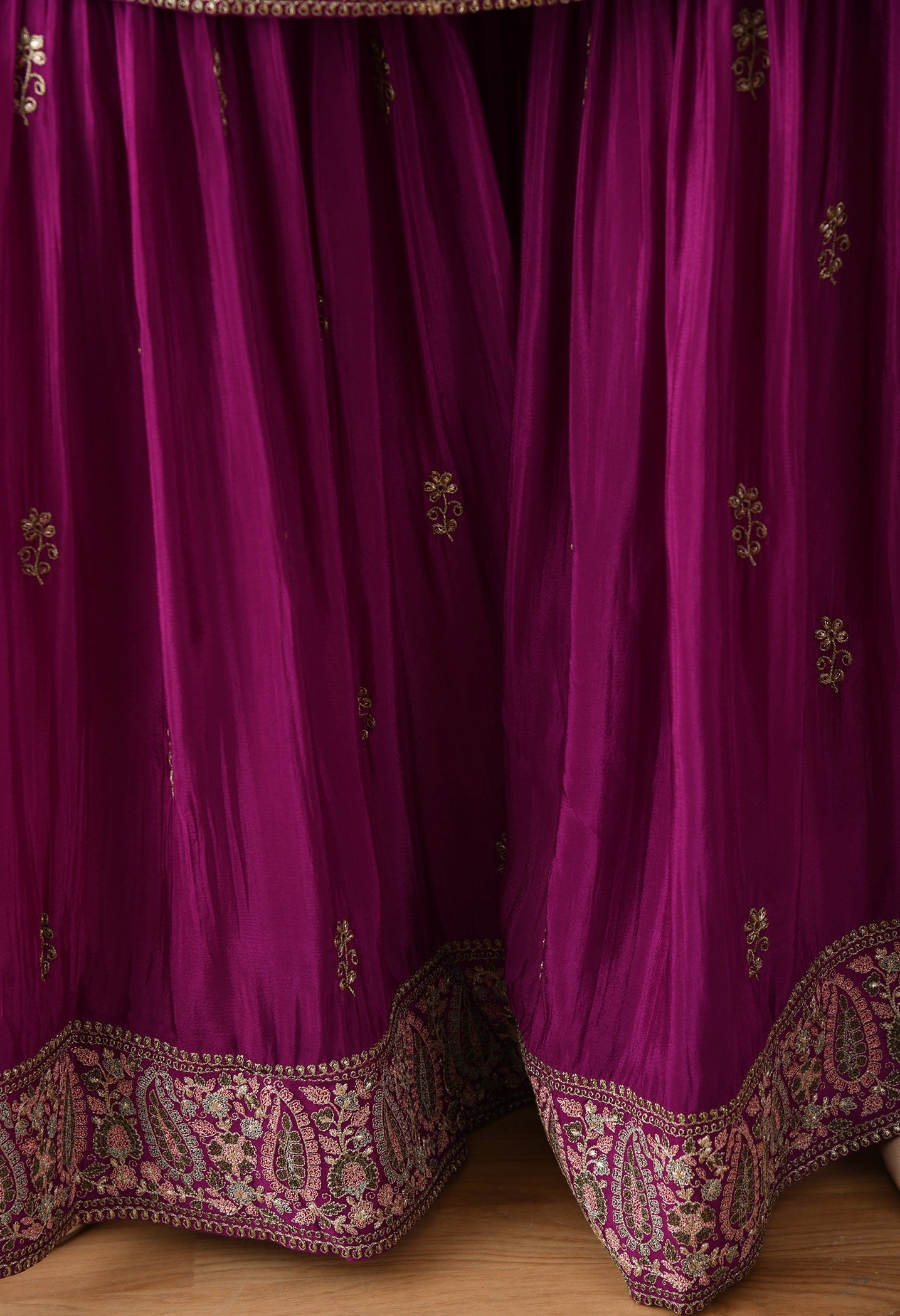 Purple Gharara Set with Zardozi & Thread Work