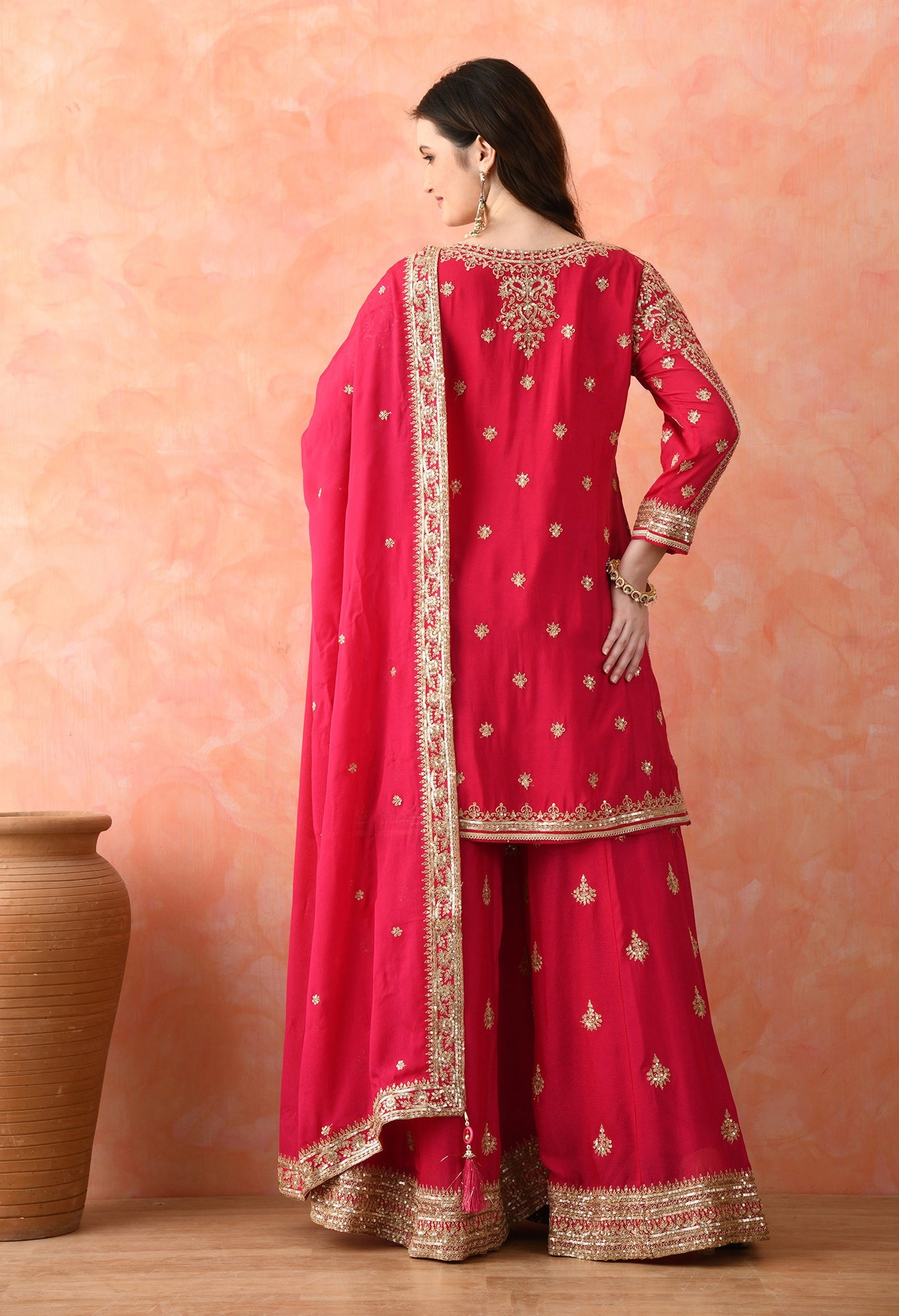 Rani Pink Sharara Set with Zardozi Work