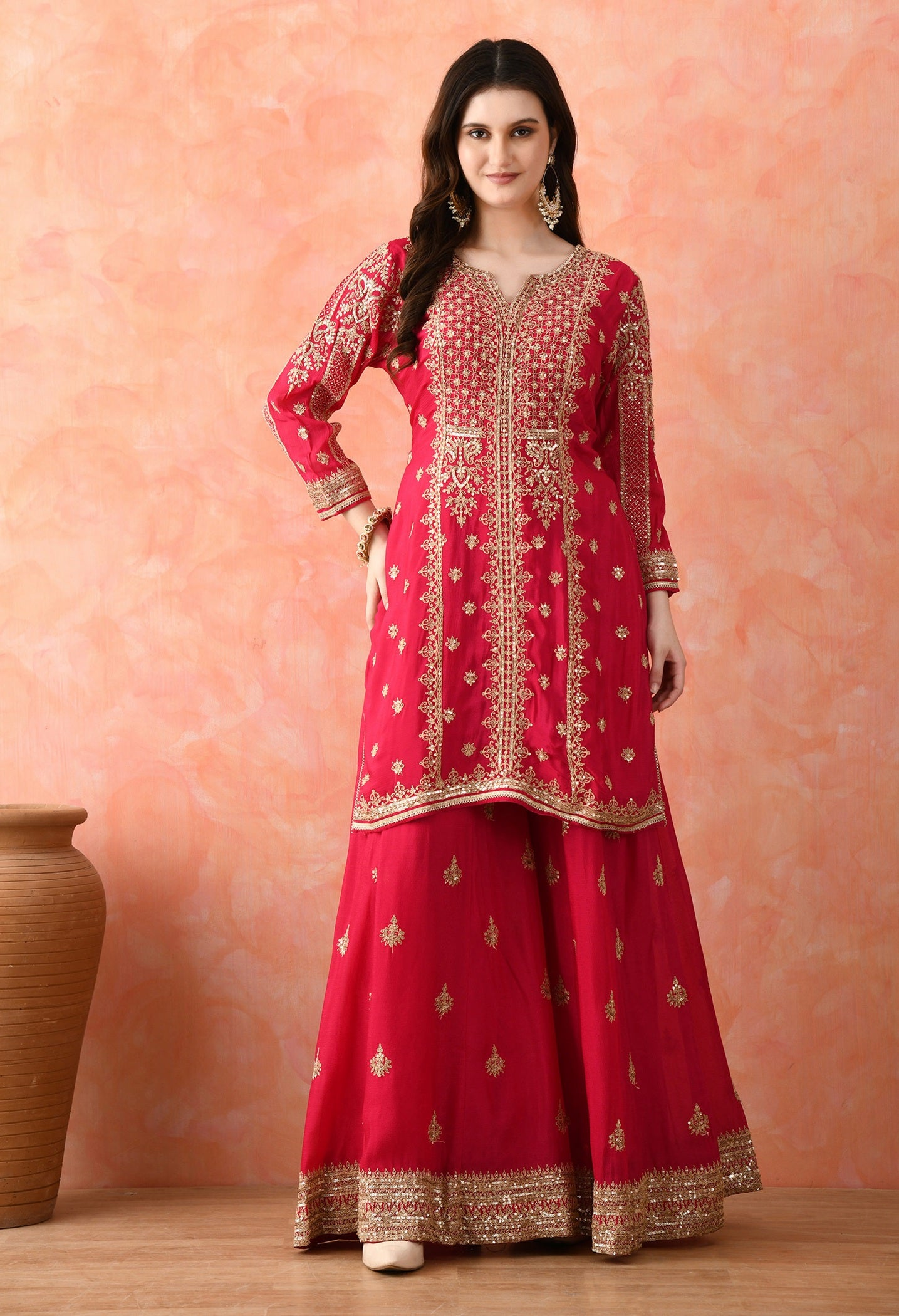Rani Pink Sharara Set with Zardozi Work