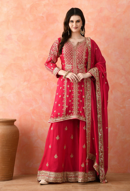 Rani Pink Sharara Set with Zardozi Work