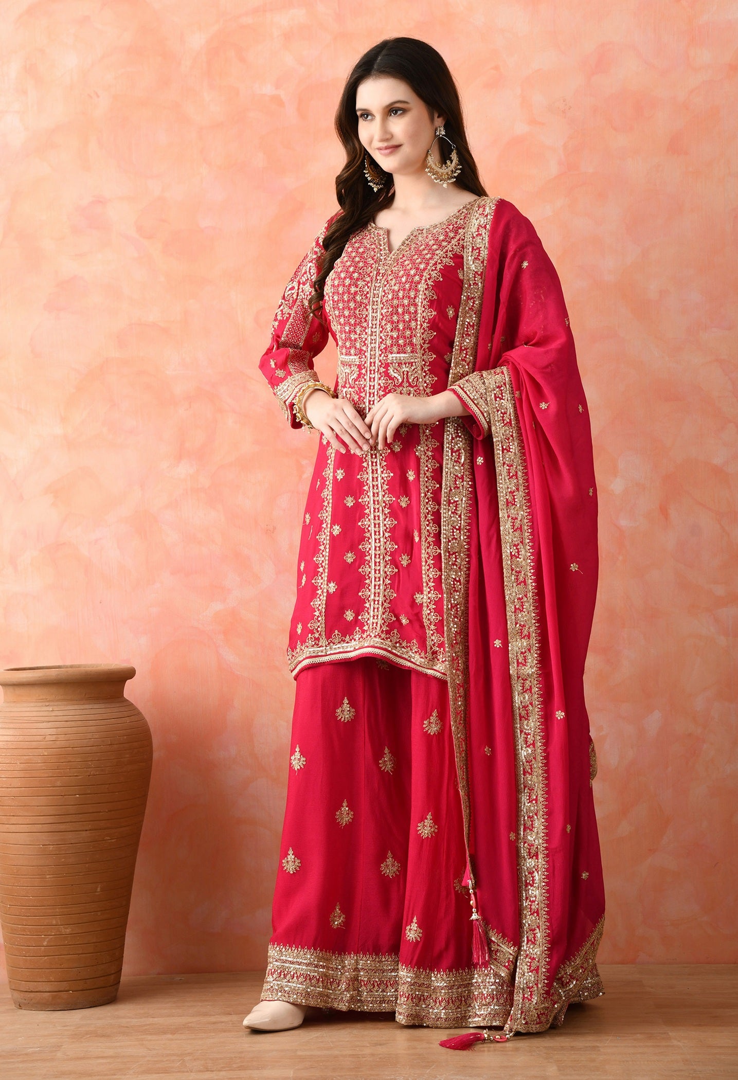 Rani Pink Sharara Set with Zardozi Work