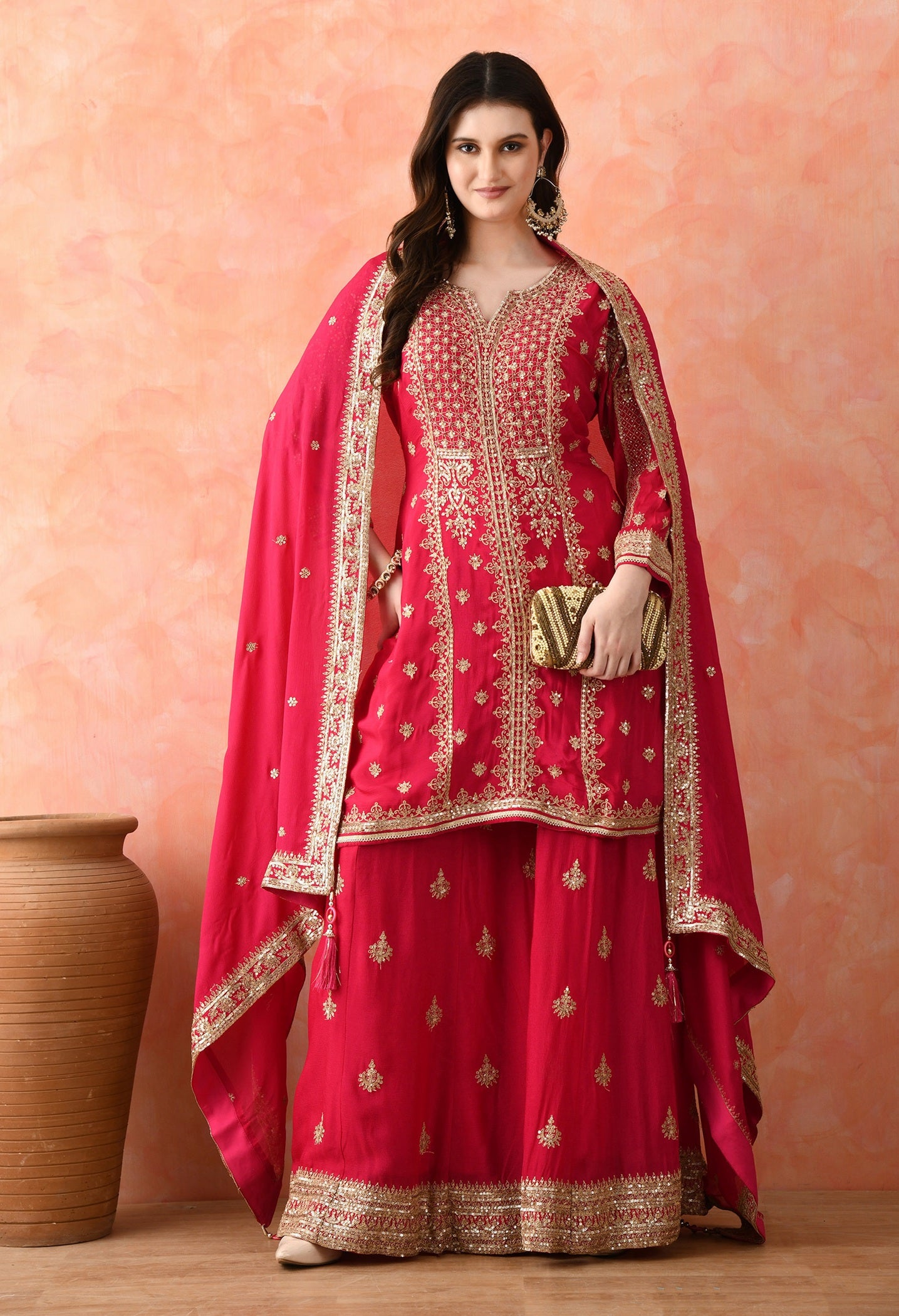 Rani Pink Sharara Set with Zardozi Work