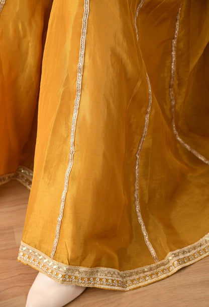 Mustard Yellow Zardozi Sharara Set