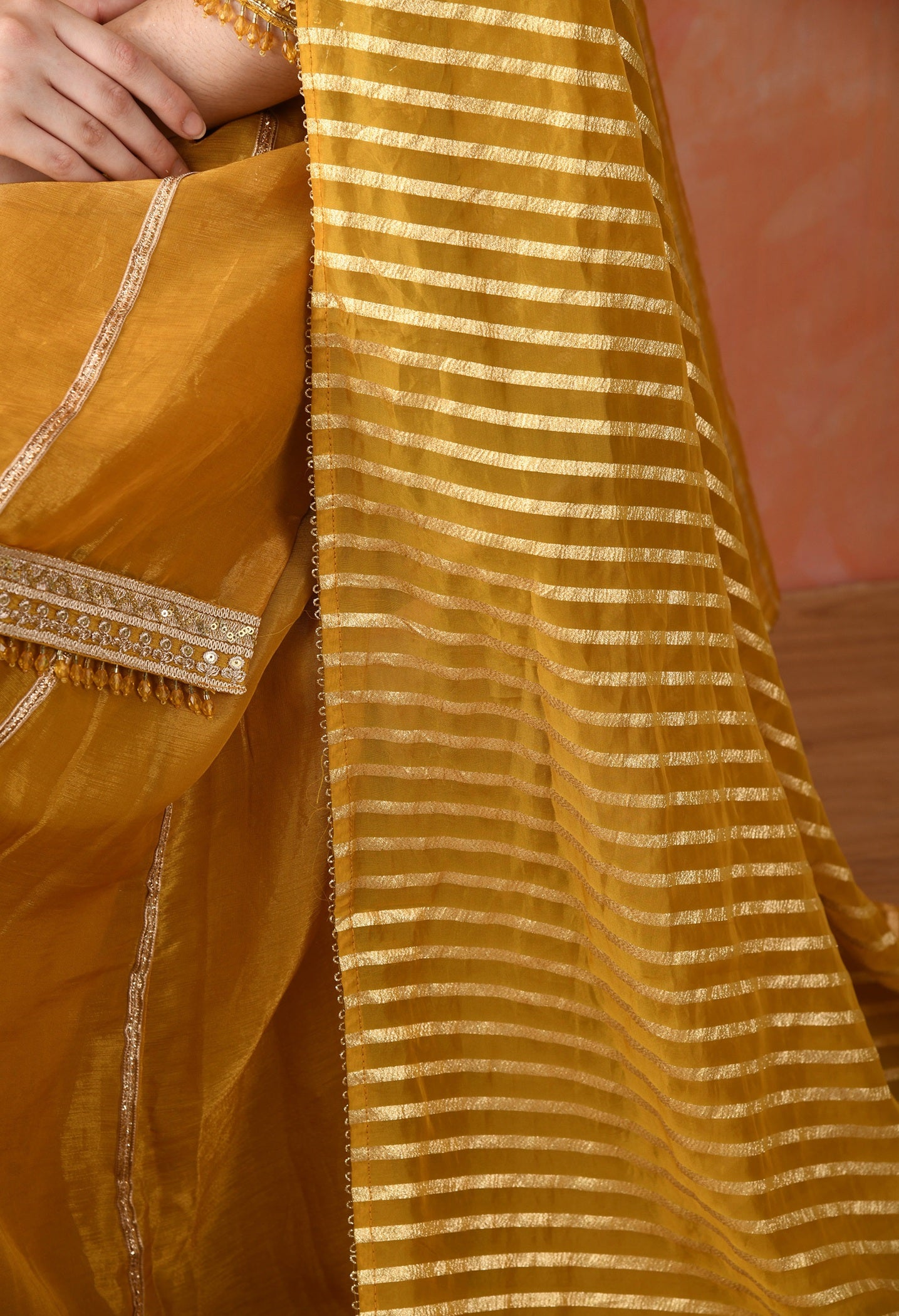 Mustard Yellow Zardozi Sharara Set