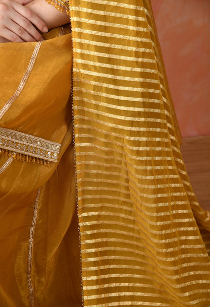 Mustard Yellow Zardozi Sharara Set