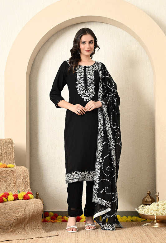 Black Kurta Set with Vibrant Gotta Work