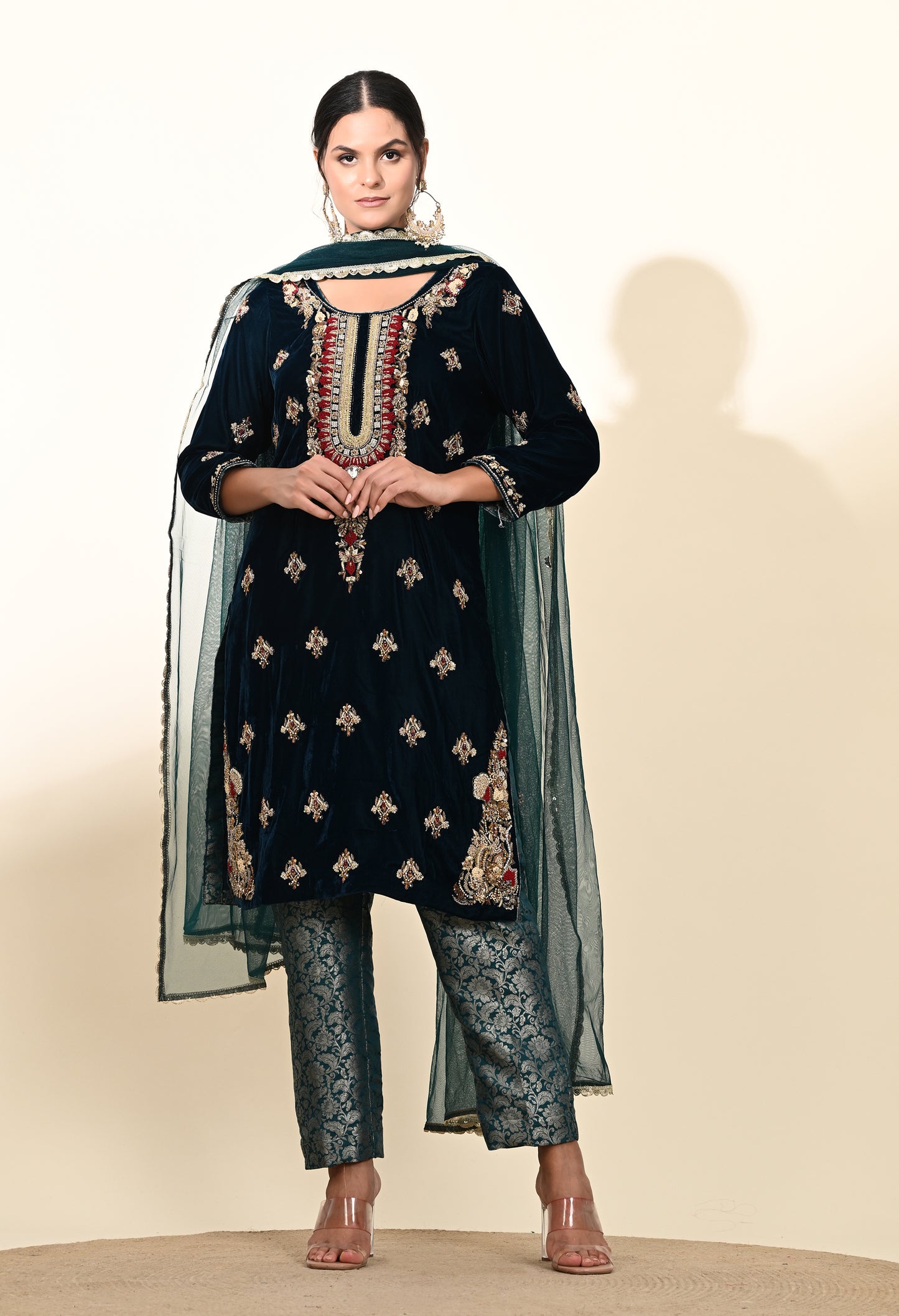 Striking Blue Kurta Set with Sophisticated Zardozi Embroidery