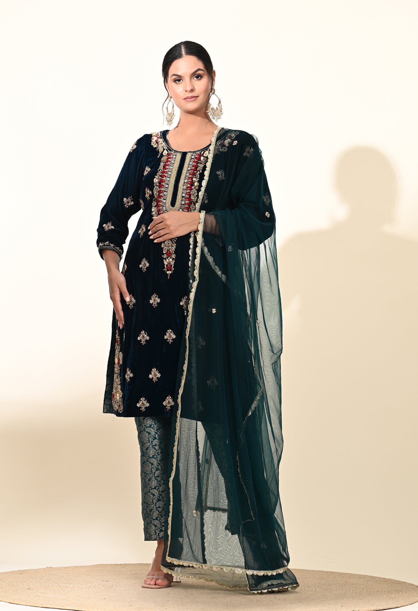 Striking Blue Kurta Set with Sophisticated Zardozi Embroidery