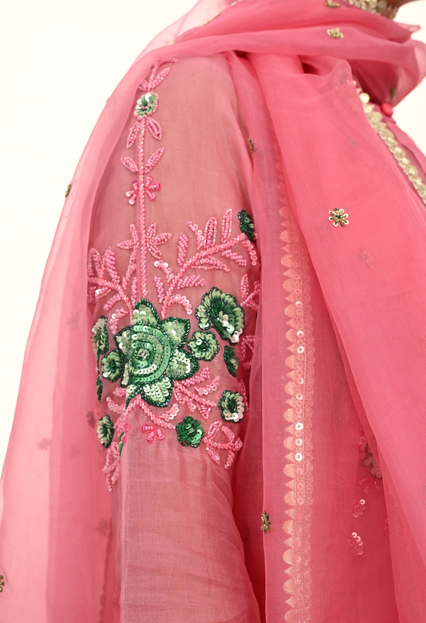 Charming Pink Kurta Set with Sequence and Thread Embroidery