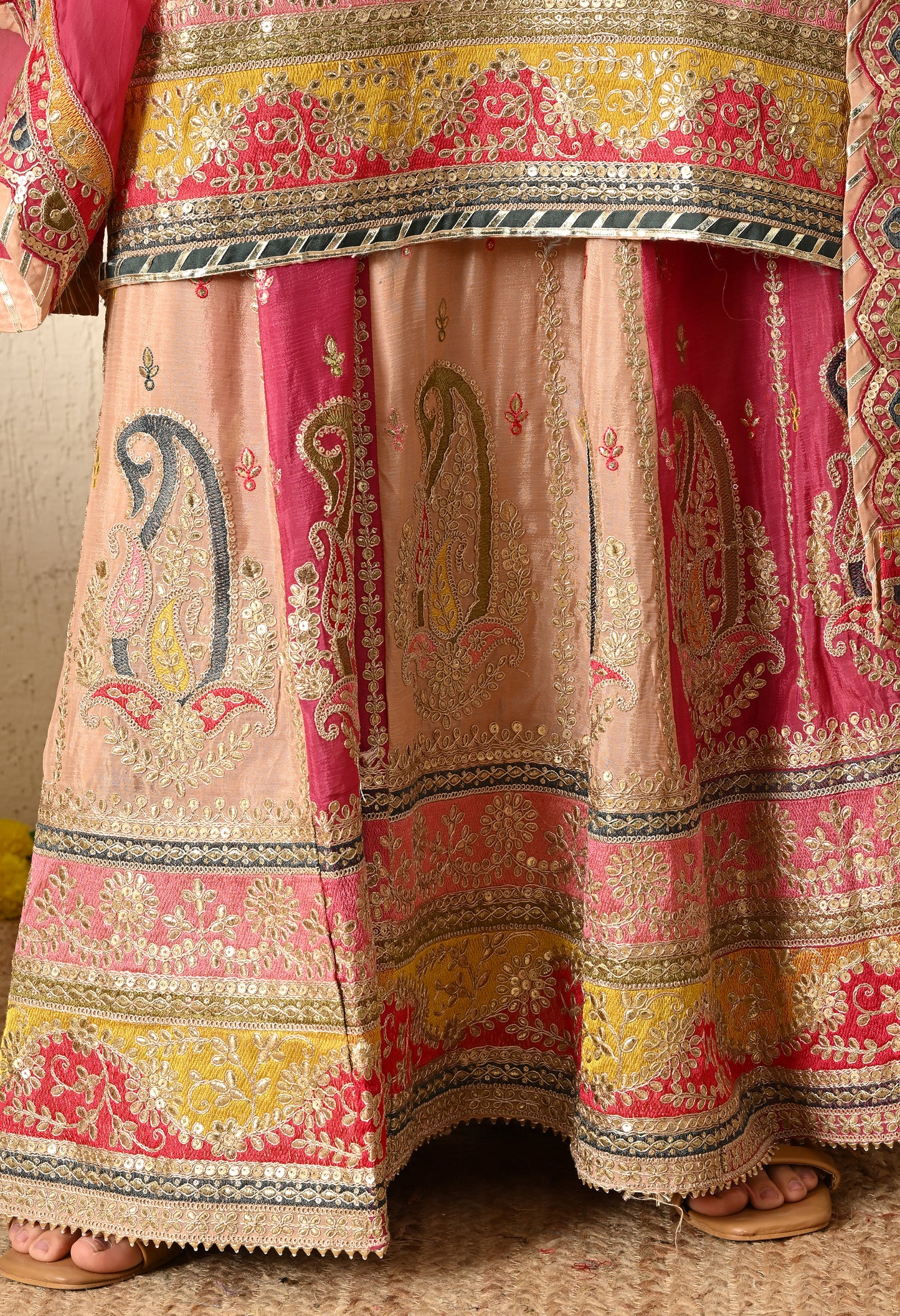 Light Pink Lehenga Set with Zardozi, Thread and Gotta Work