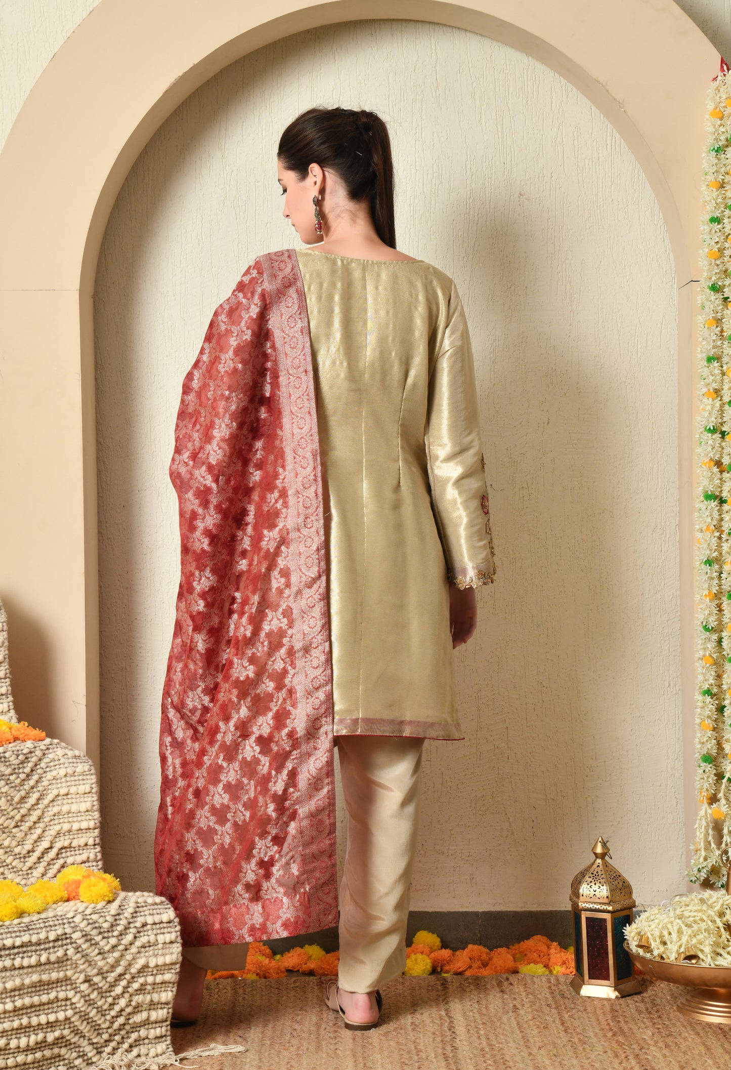 Gleaming Golden Kurta Set with Zardozi and Sequin Embroidery