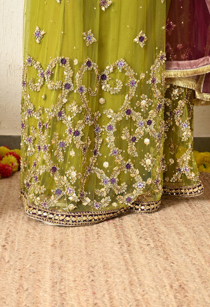 Dark Wine Lehnga Set with Gotta, Thread, Zardozi, and Zari Work