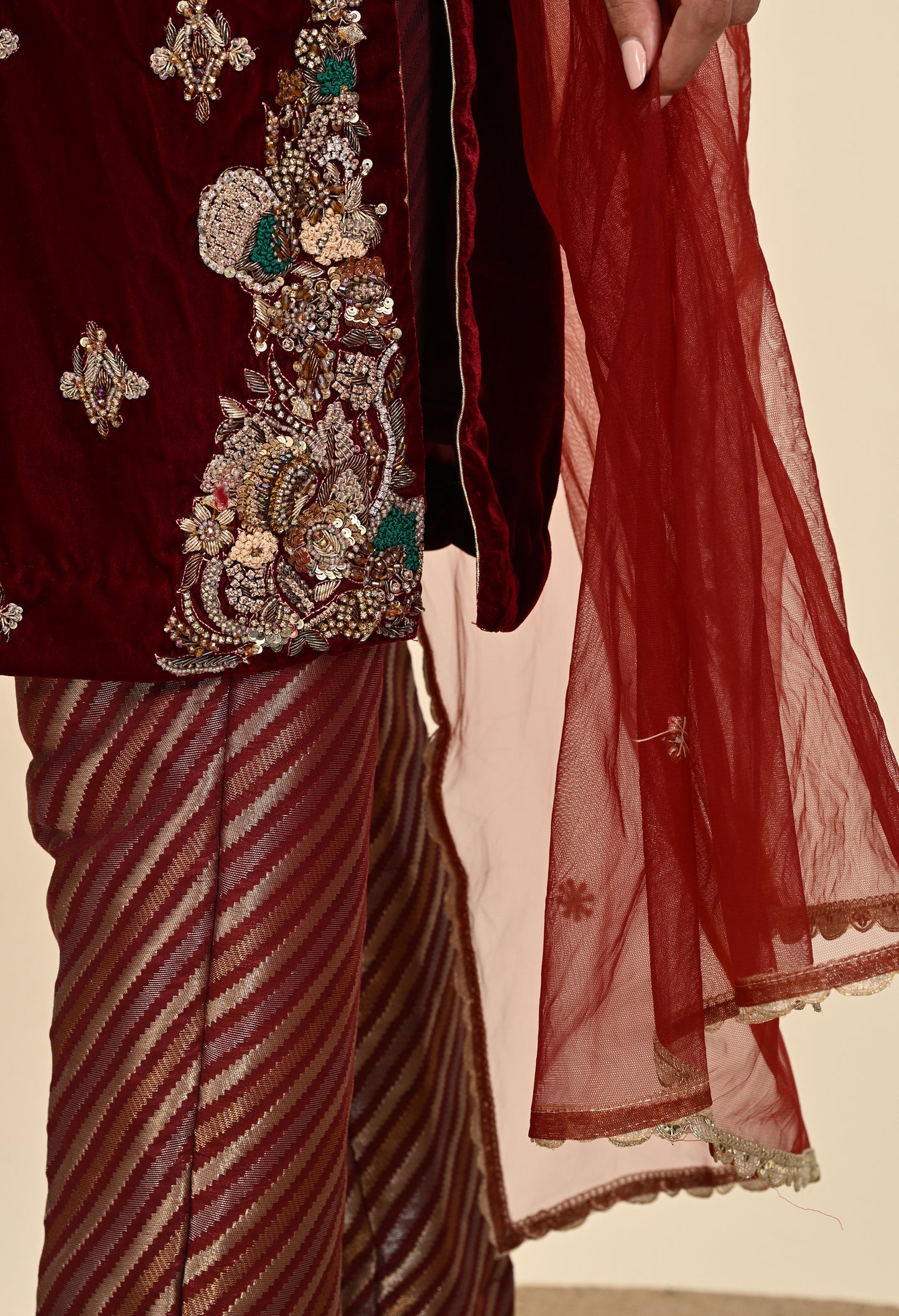 Regal Maroon Red Kurta Set with Intricate Zardozi Embroidery