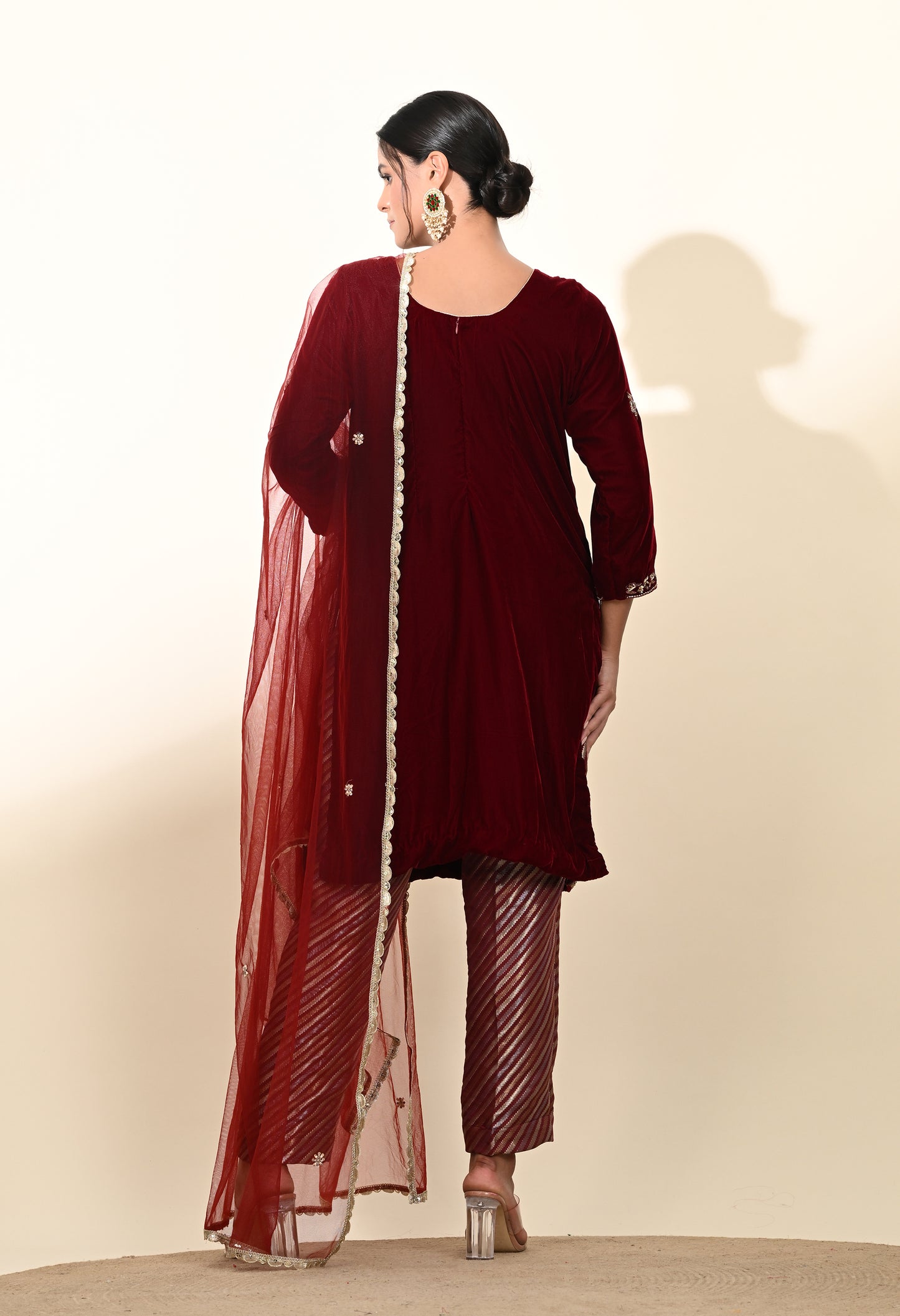 Regal Maroon Red Kurta Set with Intricate Zardozi Embroidery