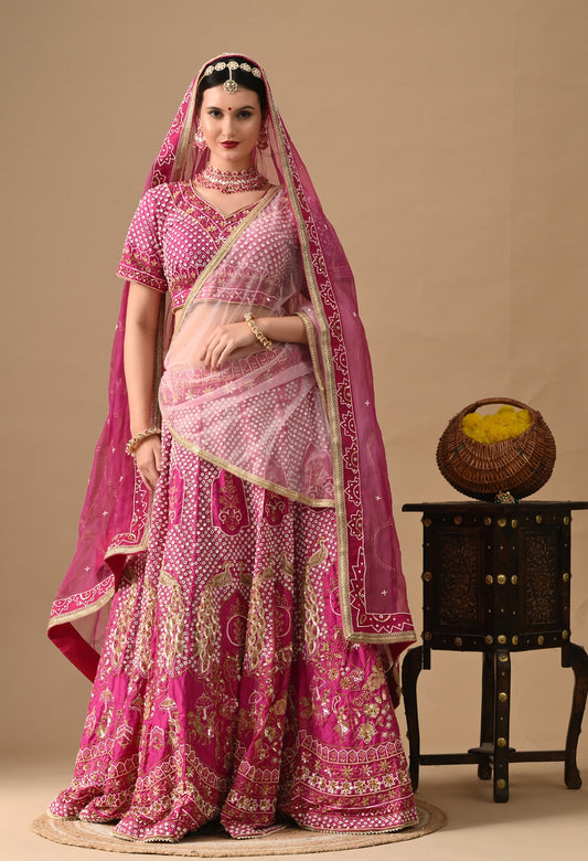 Pink Zardozi Bridal Lehenga Set