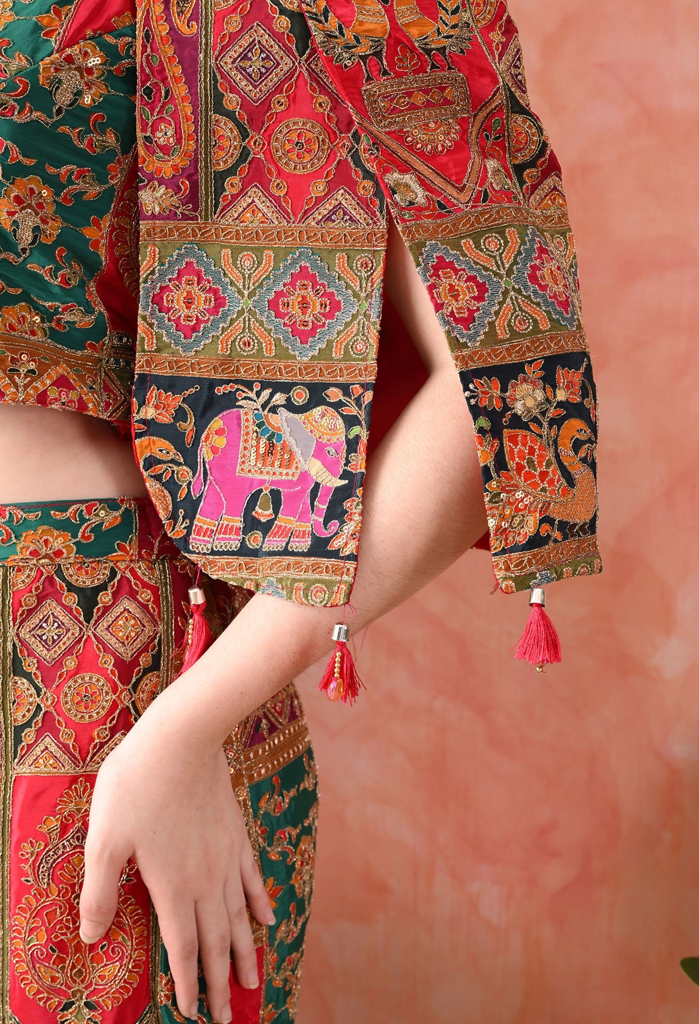 Red Indo-Western Set with Zardozi & Sequence Work