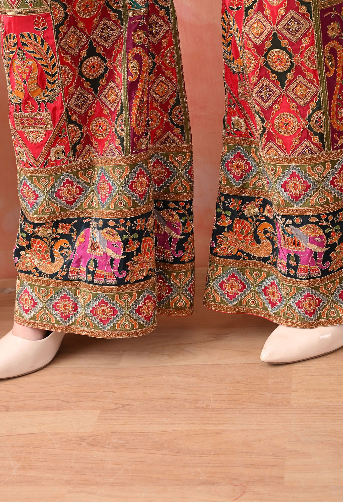 Red Indo-Western Set with Zardozi & Sequence Work