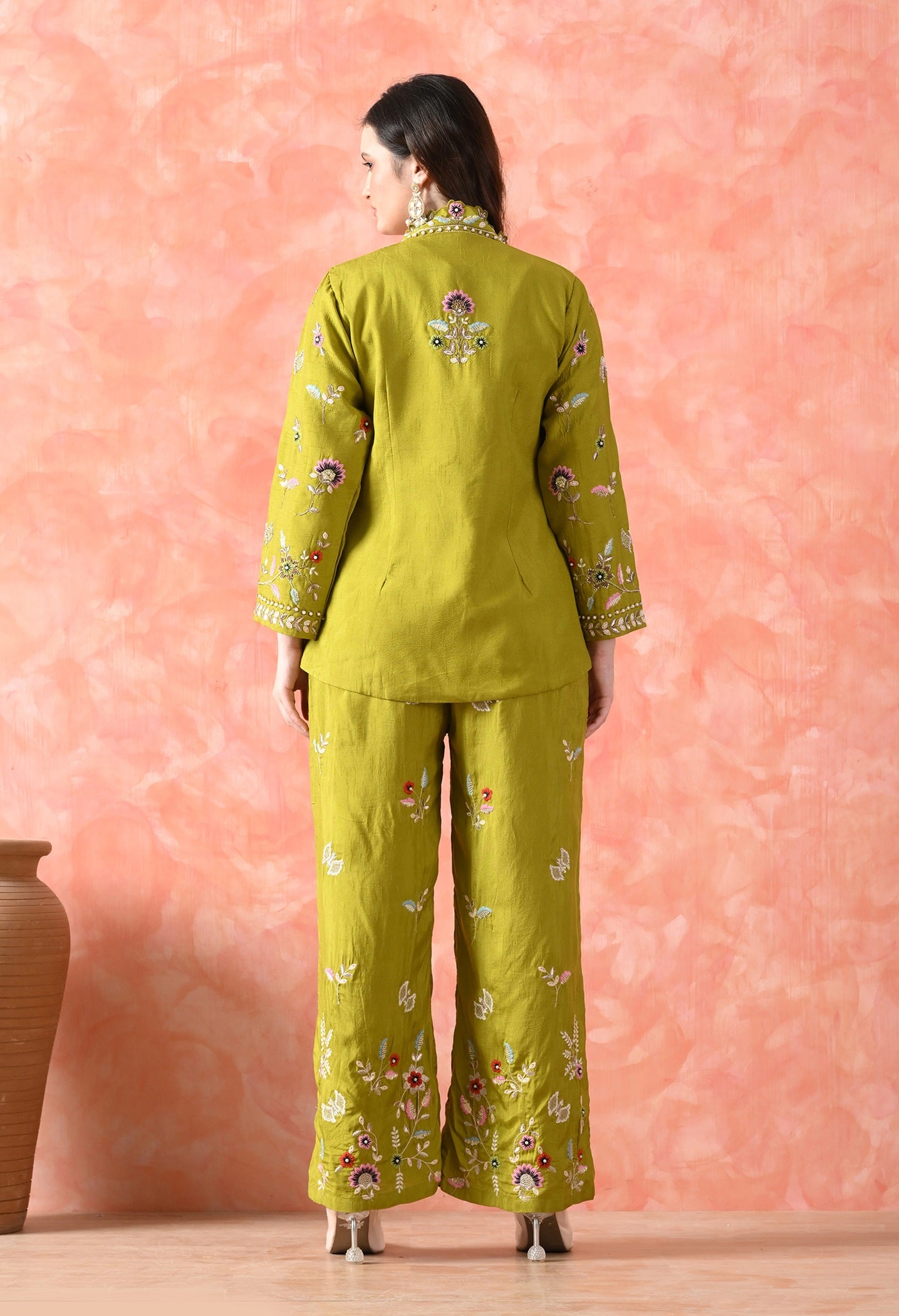 Green Thread Work Indo Western Set
