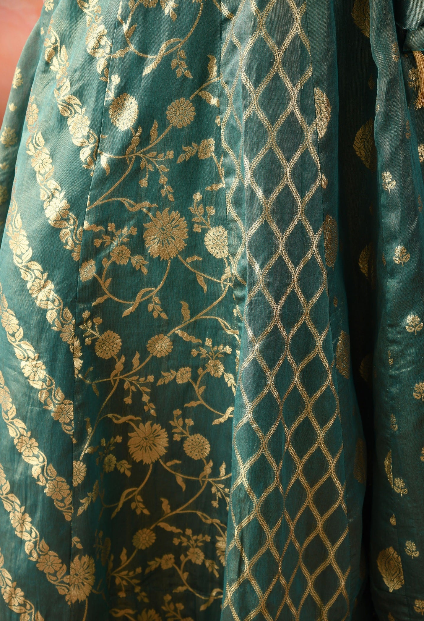 Green Zardozi Pearl Work Lehenga Set