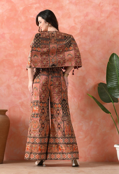 Beige Indo-Western Set with Zardozi Work
