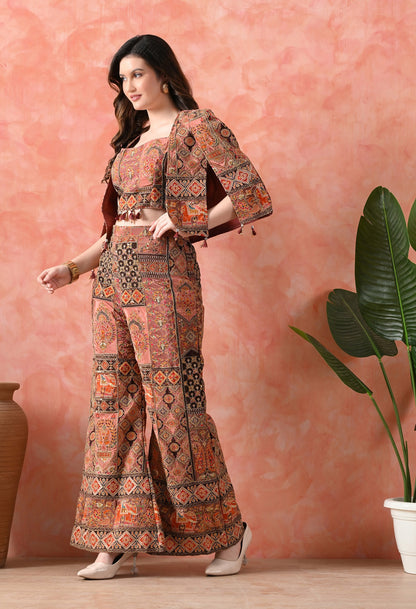 Beige Indo-Western Set with Zardozi Work
