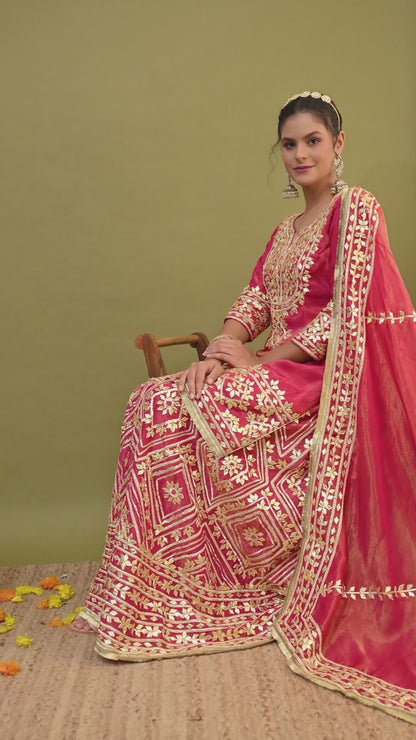 Dreamy Pink Lehenga Set with Gotta Work